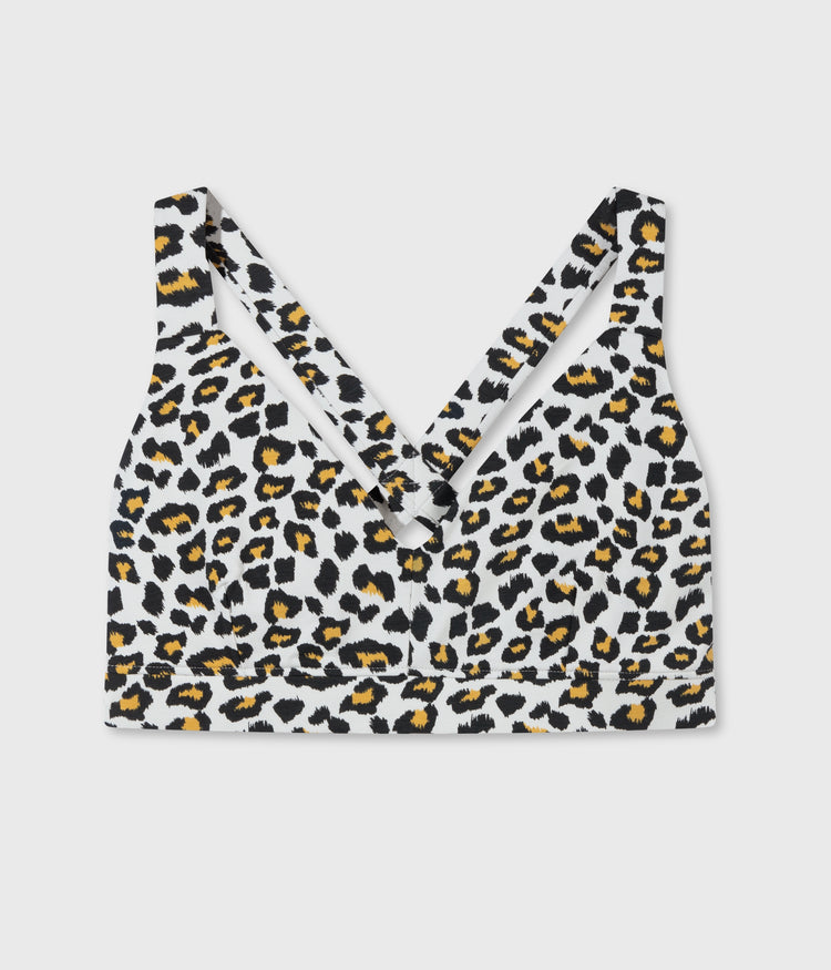 sporty bra leopard | bone