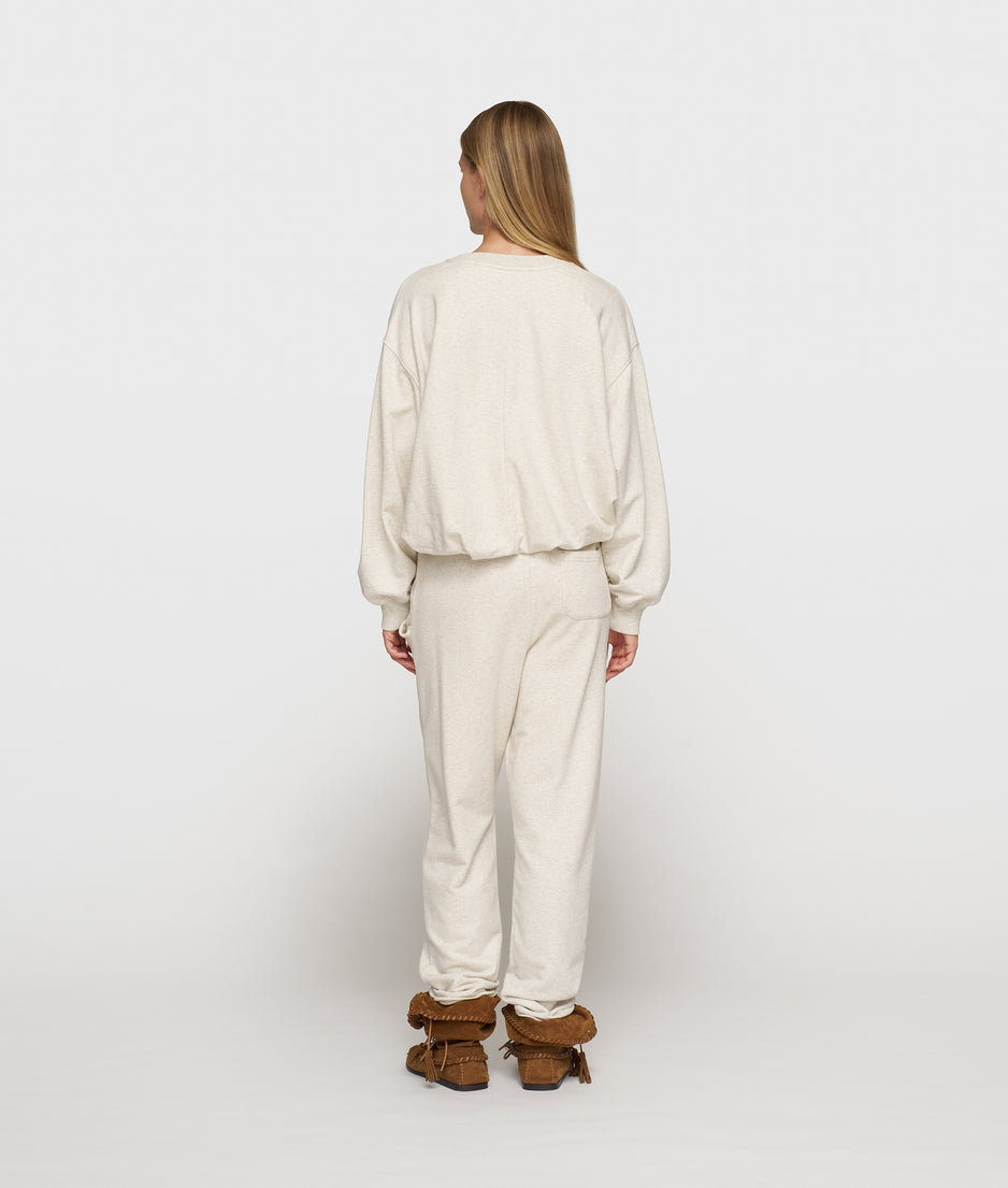 pleated belt jogger | soft white melee