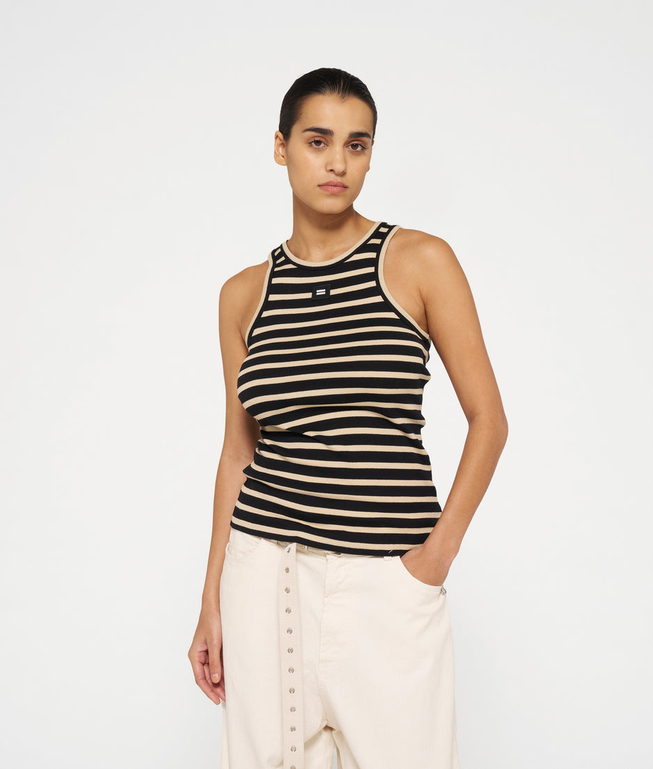 tank top rib stripes | black/light latte