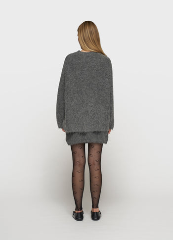 v-neck hairy knit sweater | antra melee