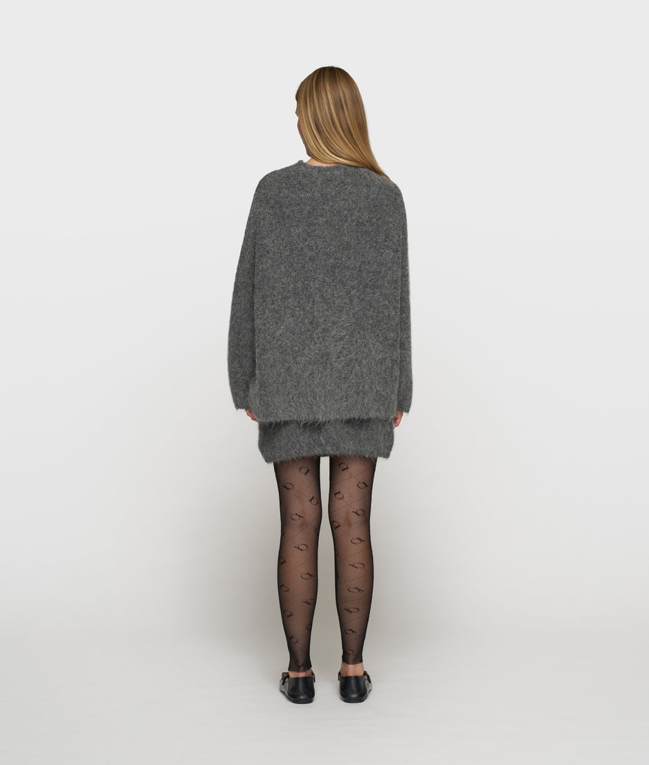 v-neck hairy knit sweater | antra melee