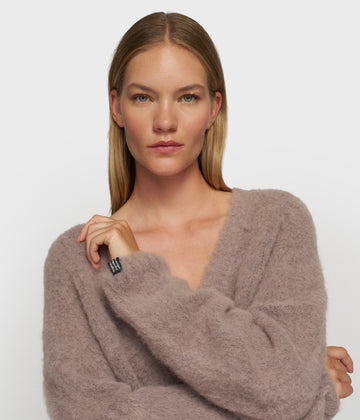v-neck knit sweater | moonrock