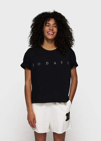 thick cotton tee logo | black