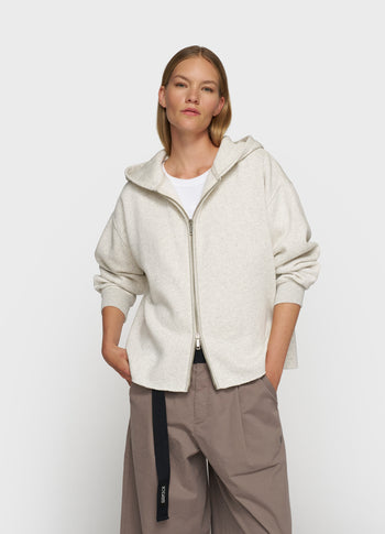 statement zip hoodie | soft white melee