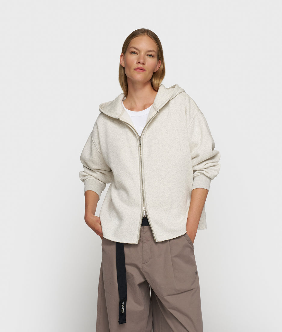 statement zip hoodie | soft white melee