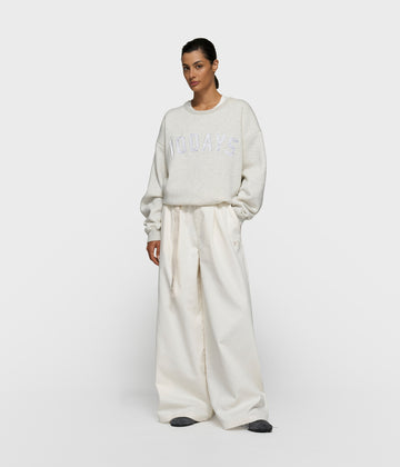 wide pants jog twill | pearl