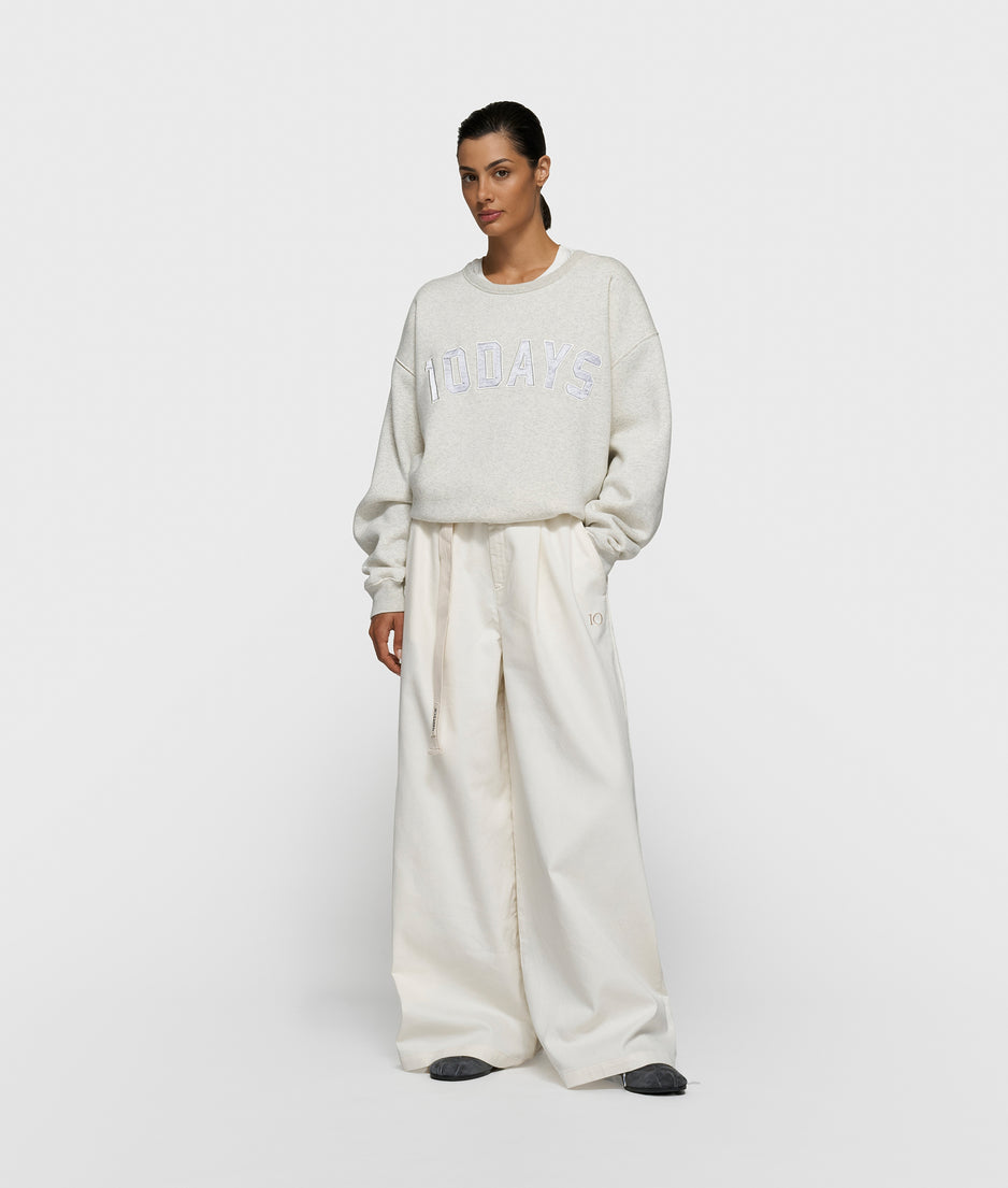 wide pants jog twill | pearl