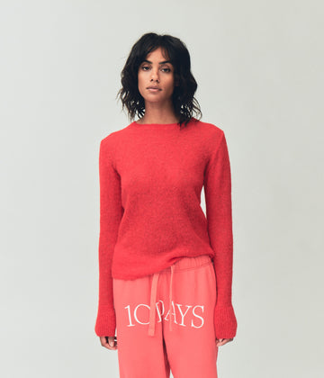 tee thin knit | coral red
