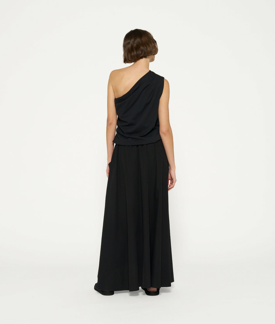 one shoulder top | black