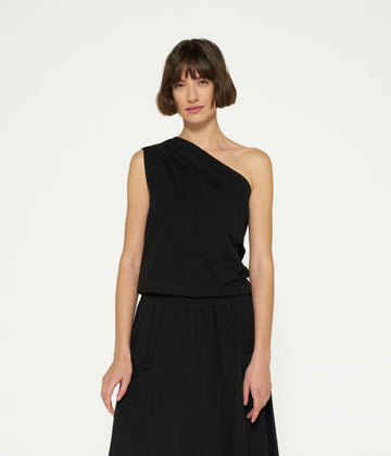 one shoulder top | black