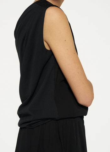 one shoulder top | black