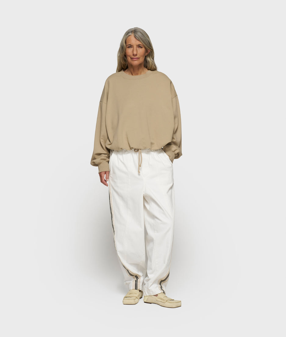 wide tapered pants twill | ecru