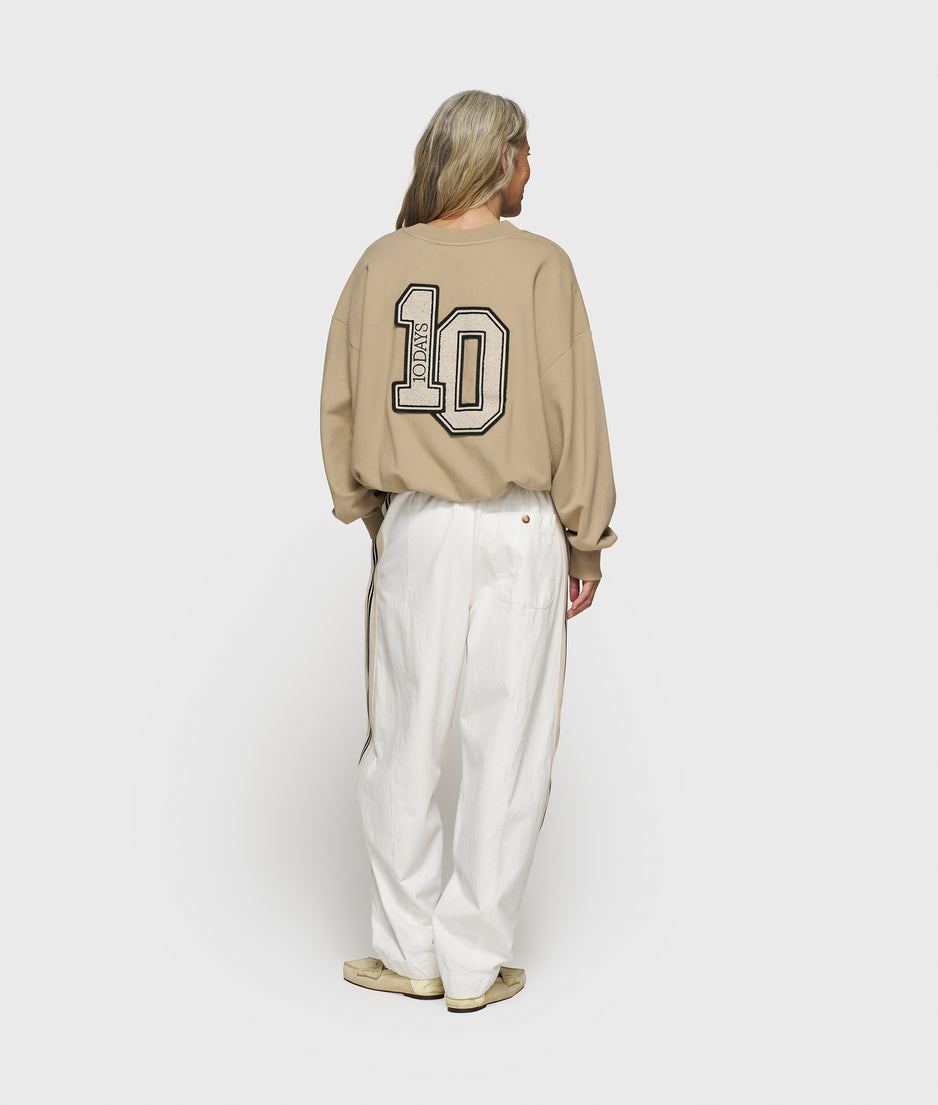 wide tapered pants twill | ecru
