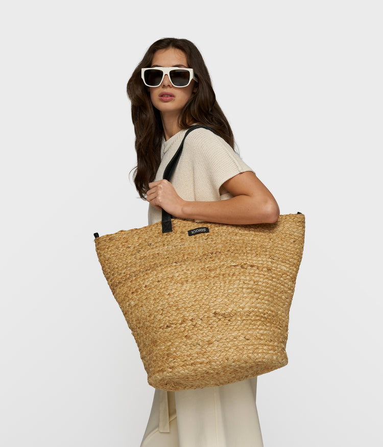 jute beach bag | white