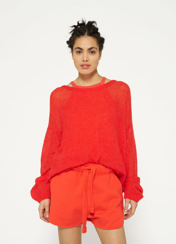 sweater thin knit | poppy red