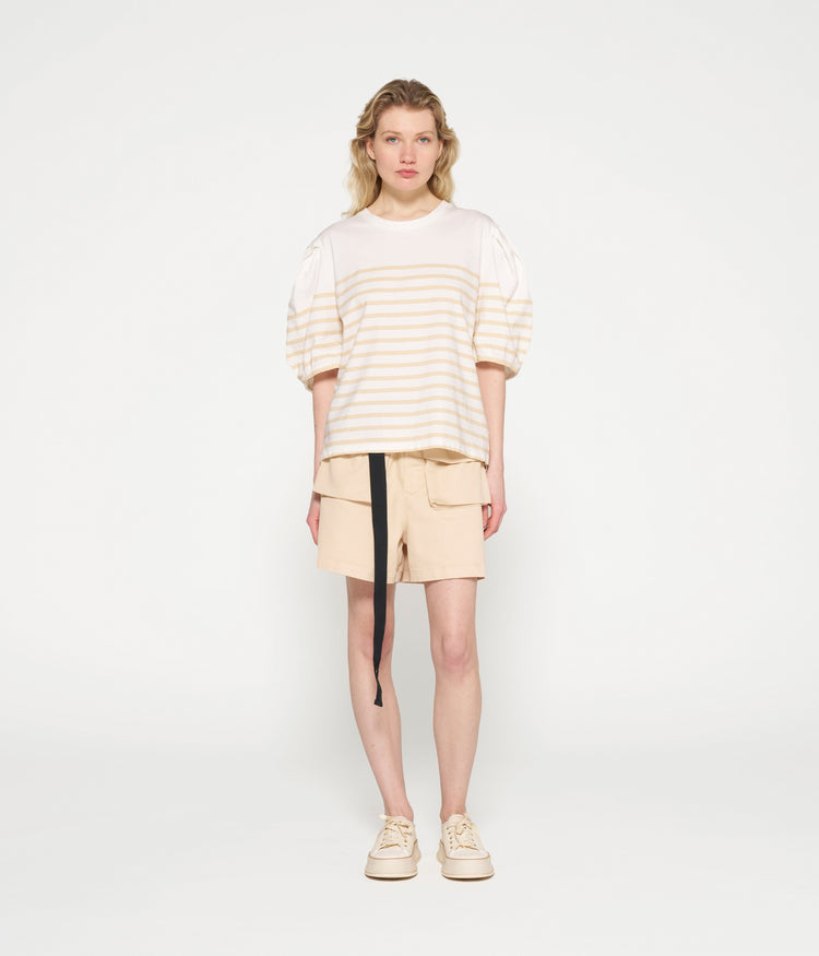 balloon sleeve tee stripes | ecru/natural