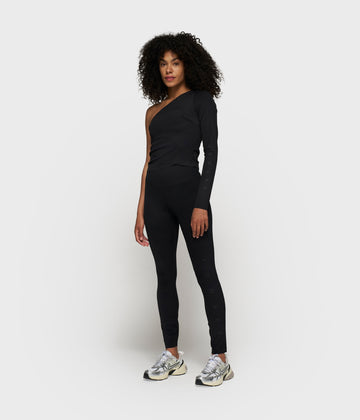 one shoulder top | black
