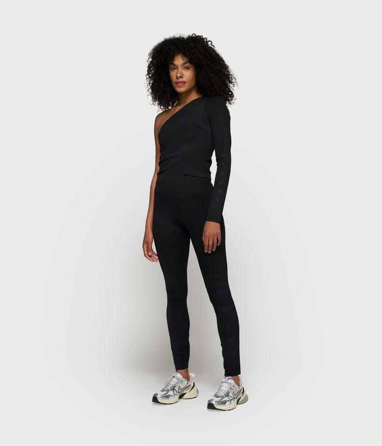 one shoulder top | black