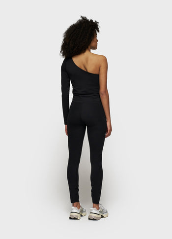 one shoulder top | black