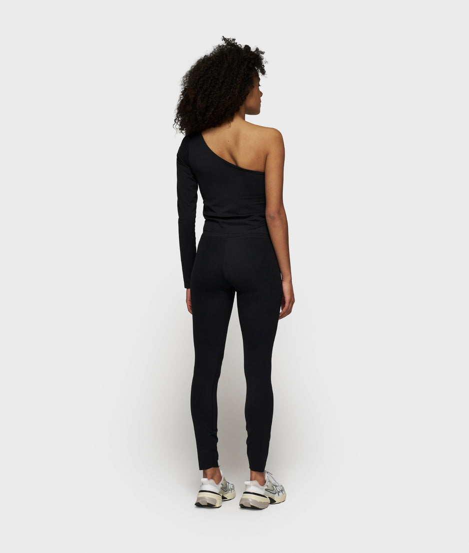 one shoulder top | black