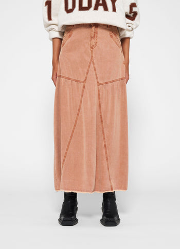 maxi skirt tencel | saddle brown