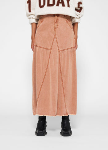 maxi skirt tencel | saddle brown