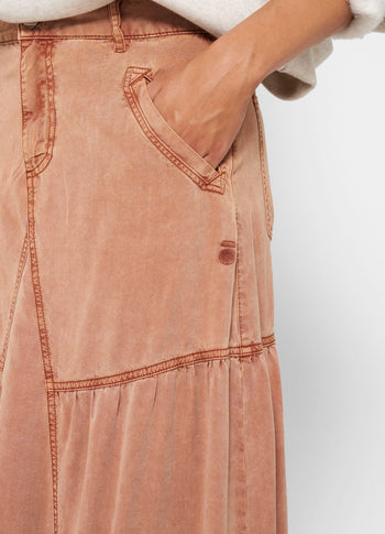 maxi skirt tencel | saddle brown