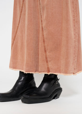 maxi skirt tencel | saddle brown
