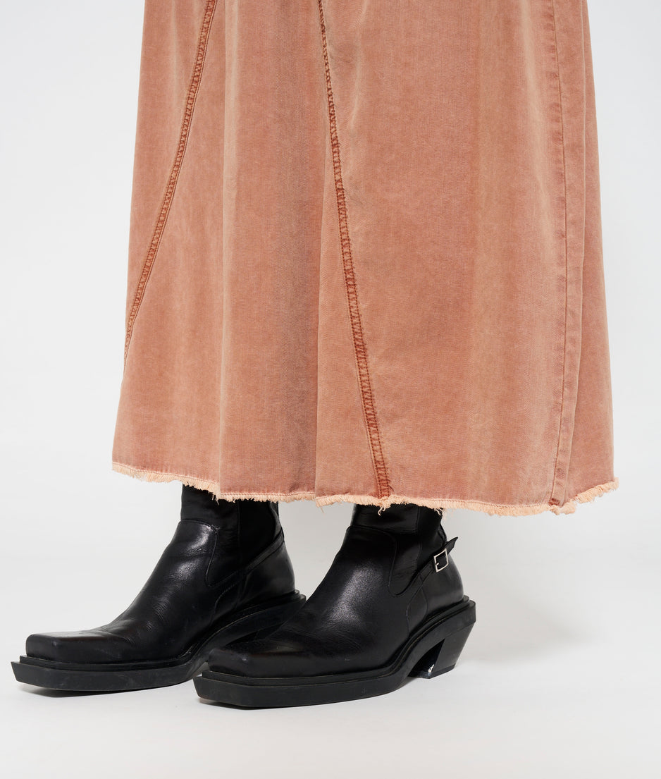 maxi skirt tencel | saddle brown