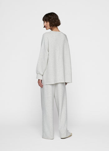 soft scuba blouse sweater | white grey melee
