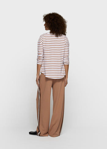 long sleeve tee stripes | white/fudge