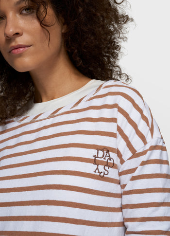 long sleeve tee stripes | white/fudge