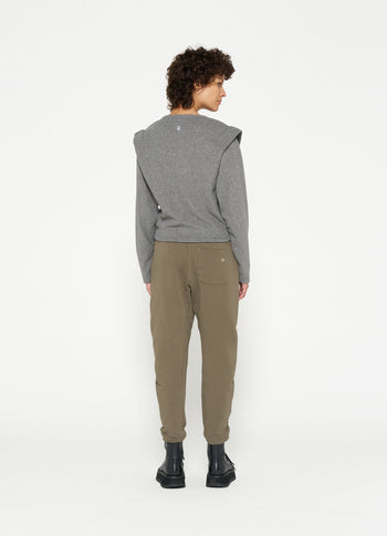 folded shoulder sweater | oil grey