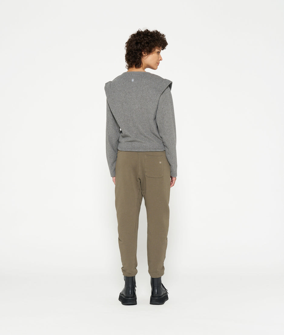 folded shoulder sweater | oil grey