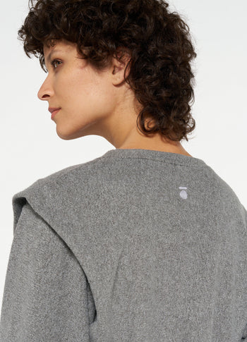 folded shoulder sweater | oil grey