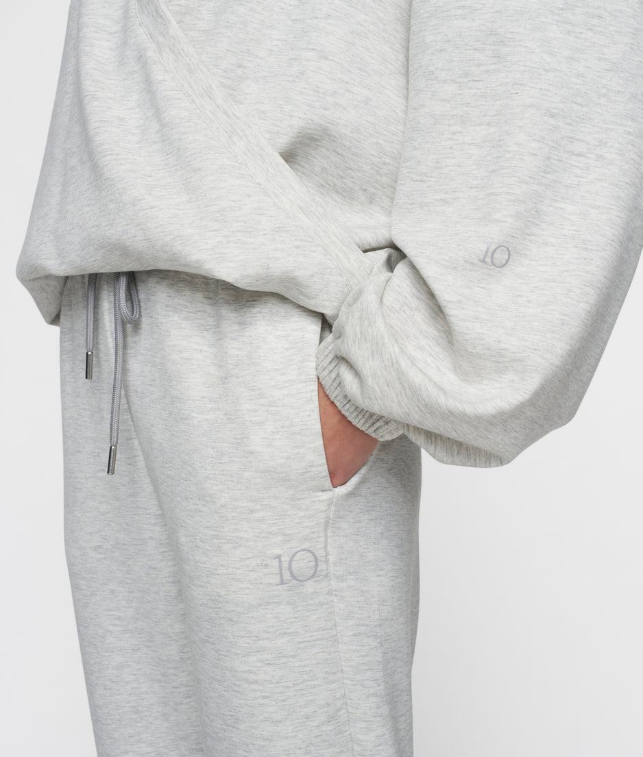soft scuba cuff jogger | white grey melee