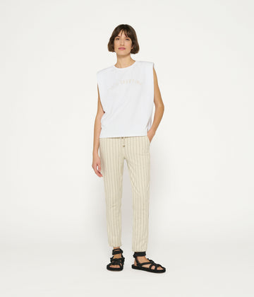 cropped jogger pinstripe | light safari