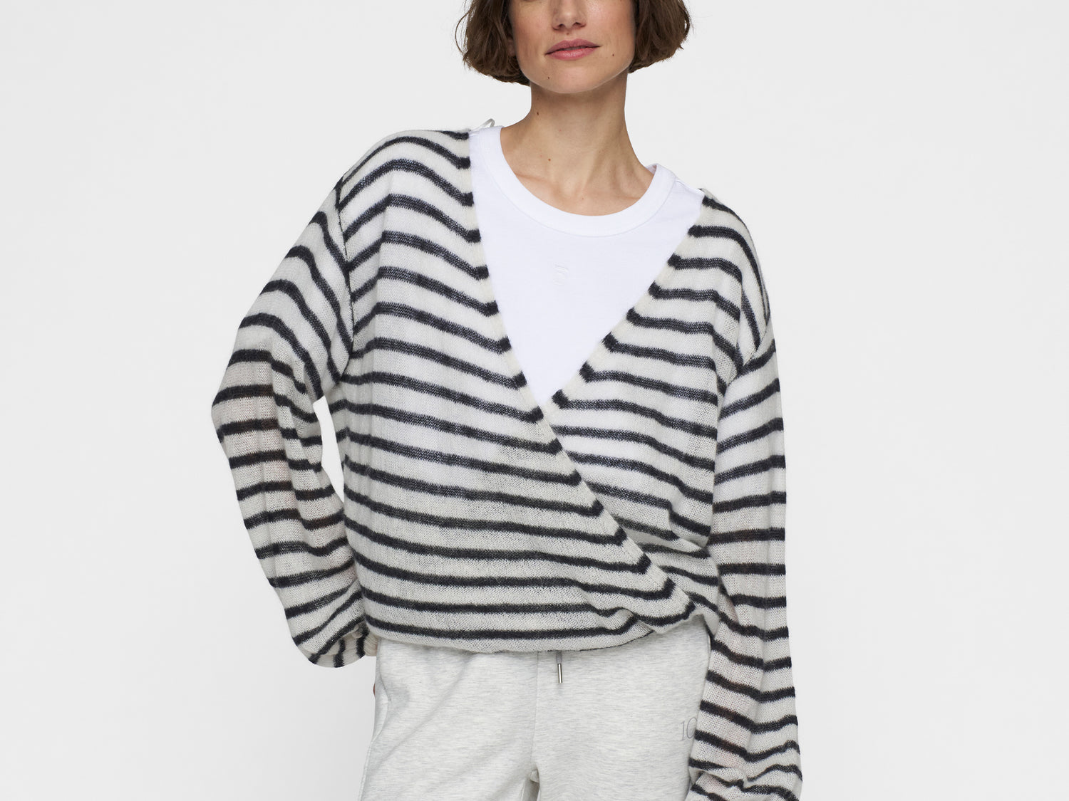 dance knit sweater stripes | ecru/black