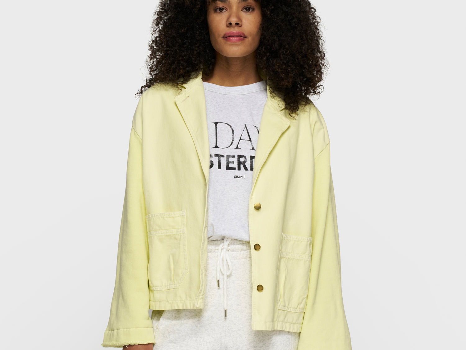 boxy jacket twill | pastel yellow