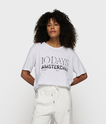 crew neck tee logo | white grey melee