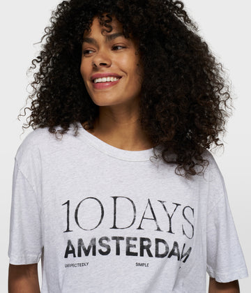 crew neck tee logo | white grey melee