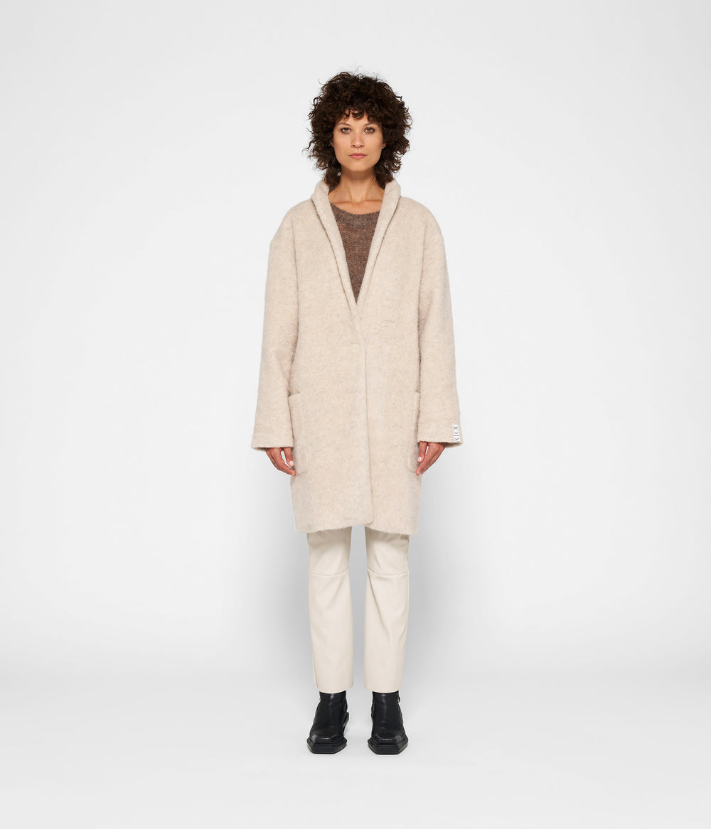 wool coat | ecru