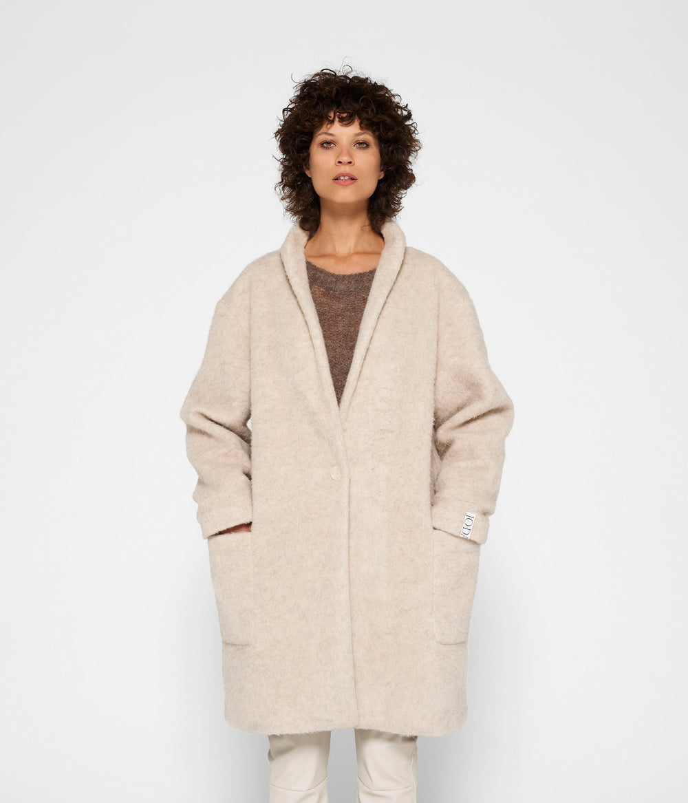 wool coat | ecru