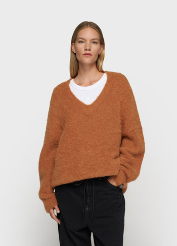 v-neck knit sweater | suede
