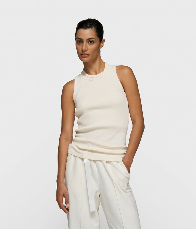 a-symmetric rib top | ecru