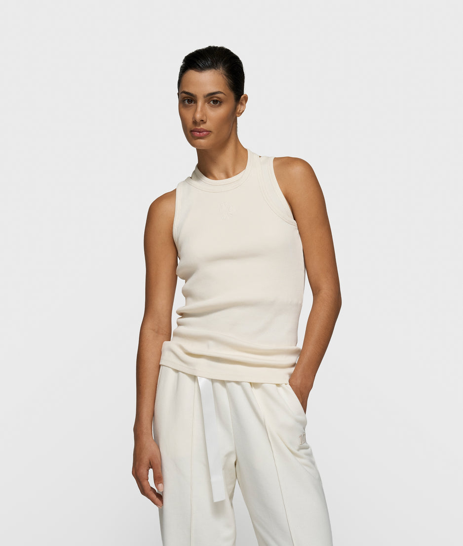 a-symmetric rib top | ecru