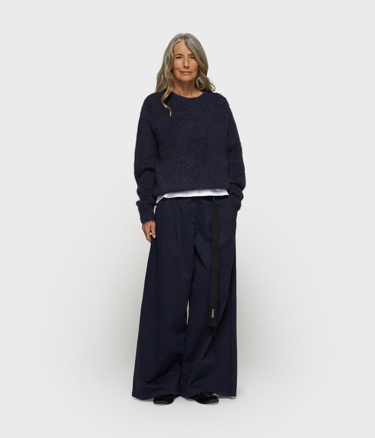 wide pants twill | dark navy