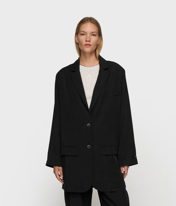 long flowy blazer lyocell | black