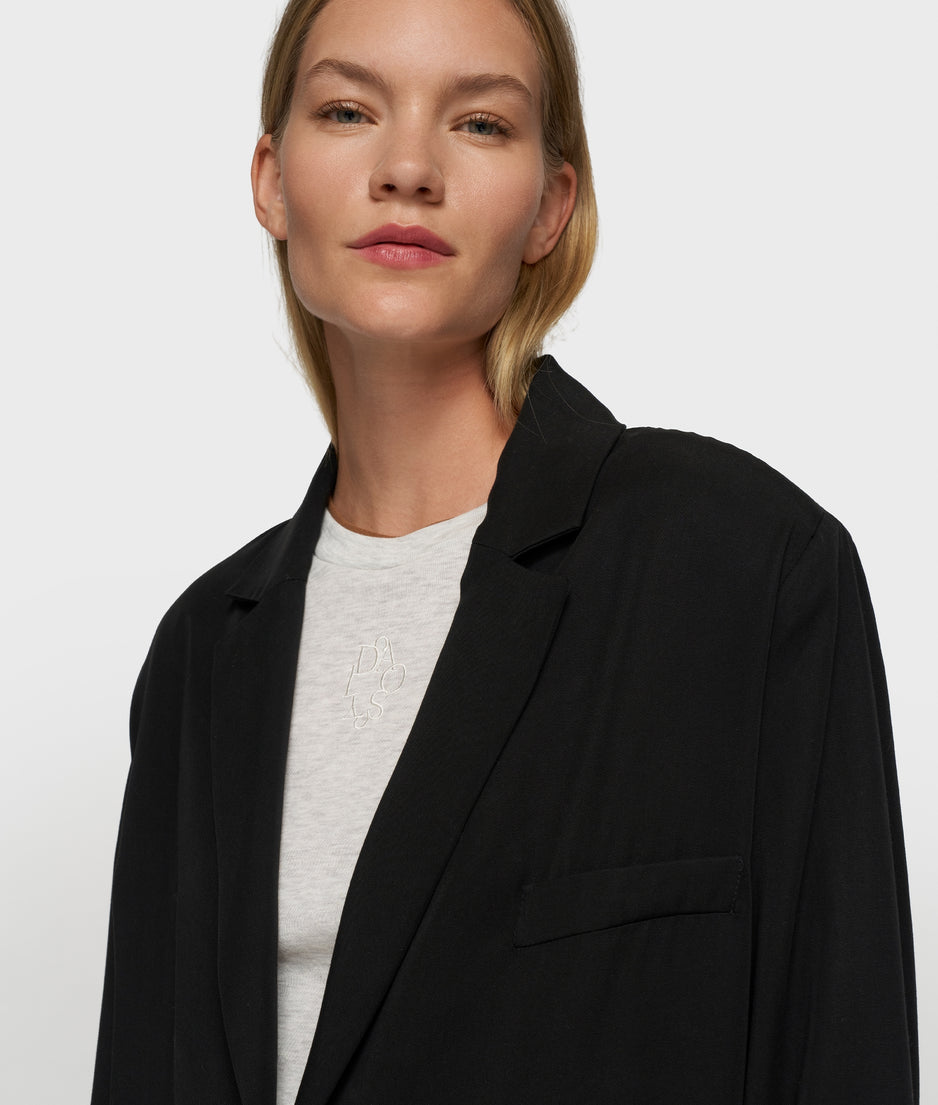 long flowy blazer lyocell | black