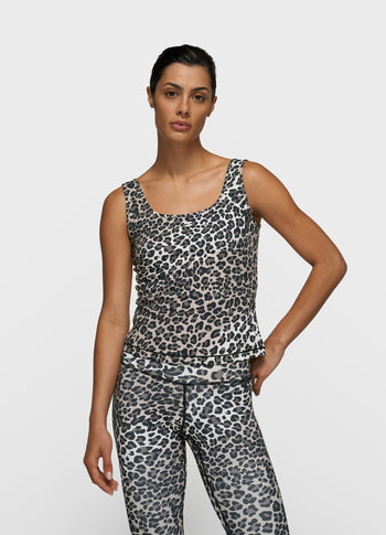 slimfit tanktop leopard | ecru